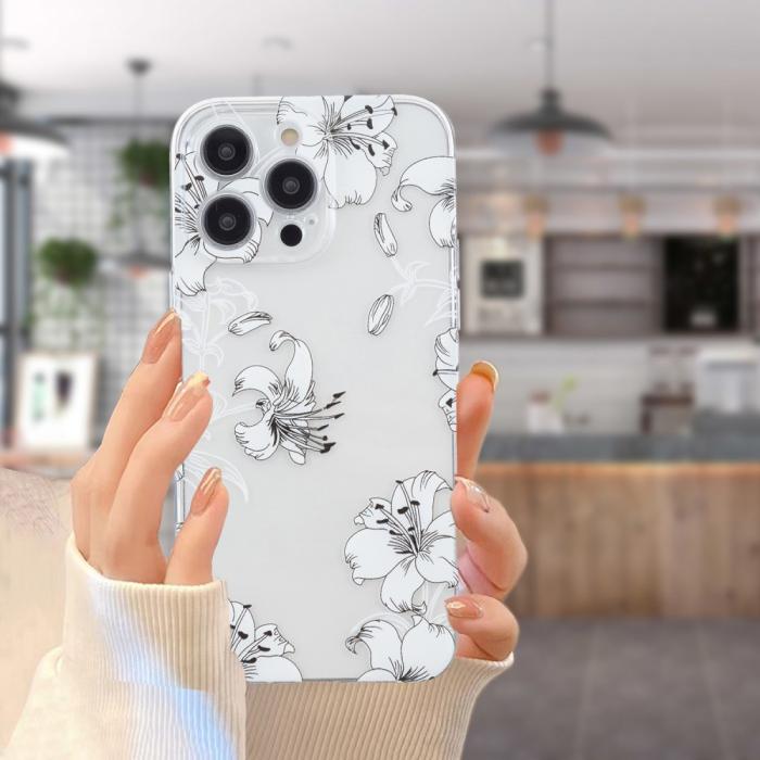 Bild 5, iPhone 16 Pro Skal TPU Vita Blommor