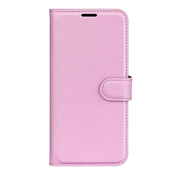 Bild 5, iPhone 17e / 16e Fodral Litchi Läder Ljus Rosa