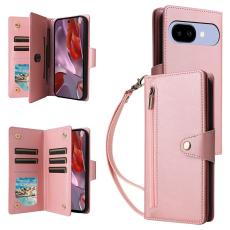 Google Pixel 10a Fodral Med Kortfack L&auml;der Ros&eacute;guld