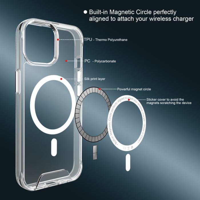 Bild 6, iPhone 16 Pro Max Skal MagSafe Hybrid Transparent