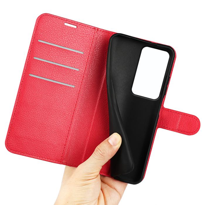 Bild 4, Xiaomi Redmi 15 Fodral Litchi Läder Röd
