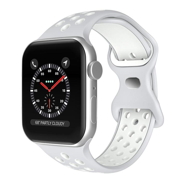 Bild 2, Sportarmband Dual-Color Apple Watch 41/40/38 mm (M/L) Grå/Vit