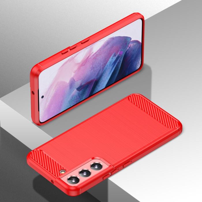 Bild 6, Samsung Galaxy S22 Plus Skal Borstad Stål Textur Röd