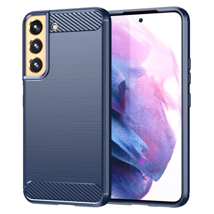 Bild 1, Samsung Galaxy S22 Plus Skal Borstad Stål Textur Blå