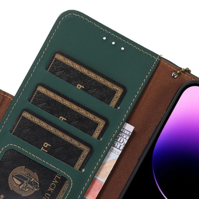 Bild 6, iPhone 15 Pro Fodral RFID Äkta Läder Grön
