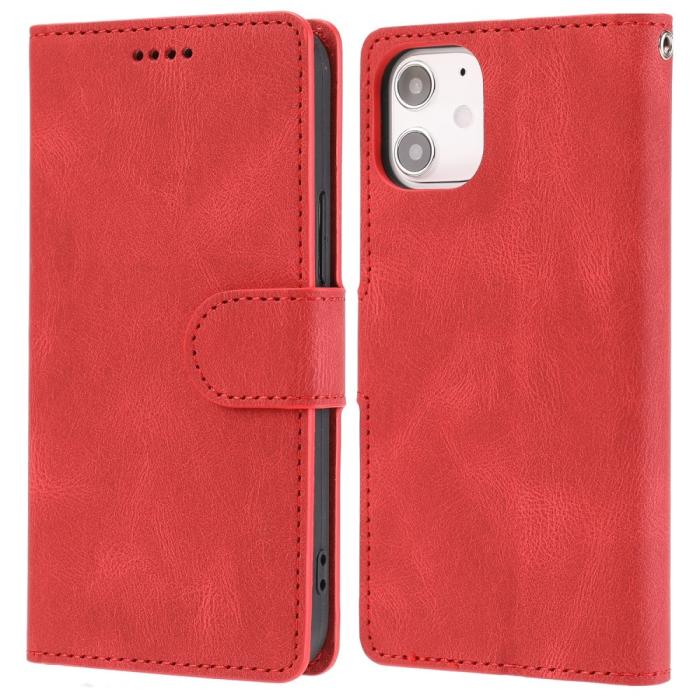 Bild 2, iPhone 12 Mini - Läder Fodral - Röd