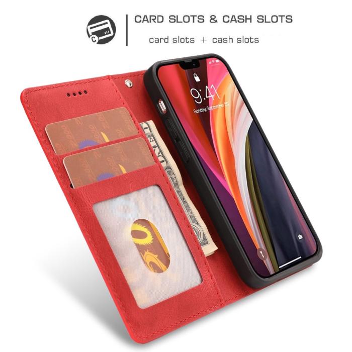 Bild 4, iPhone 12 Mini - Läder Fodral - Röd