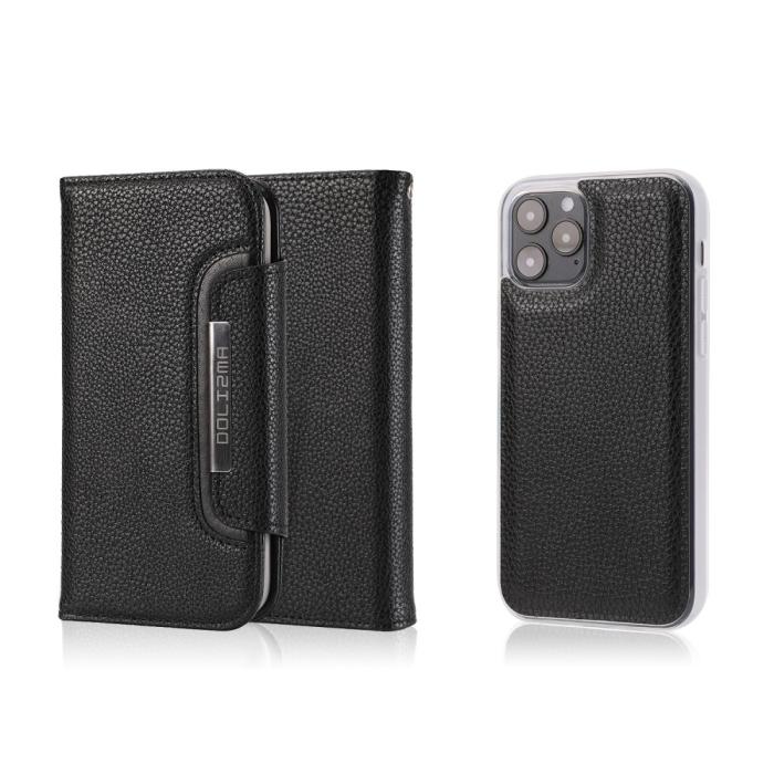 Bild 1, iPhone 12 Mini - 2in1 Litchi Fodral/Magnet Skal - Svart