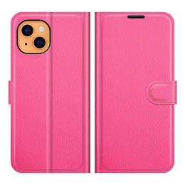 iPhone 13 Mini - Litchi Skin Läder Fodral - Rosa