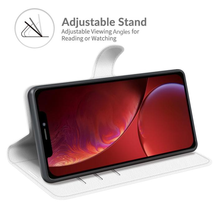 Bild 2, iPhone 13 Mini - Litchi Skin Läder Fodral - Vit