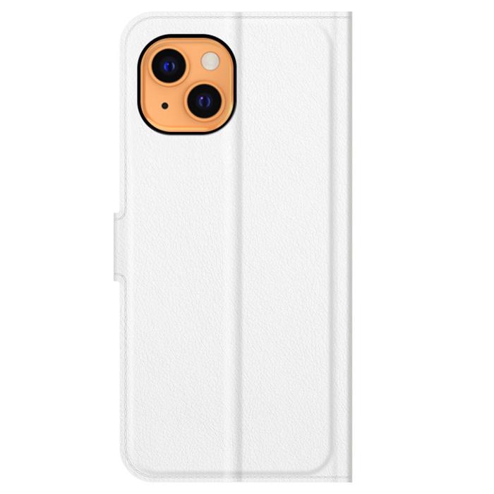 Bild 6, iPhone 13 Mini - Litchi Skin Läder Fodral - Vit