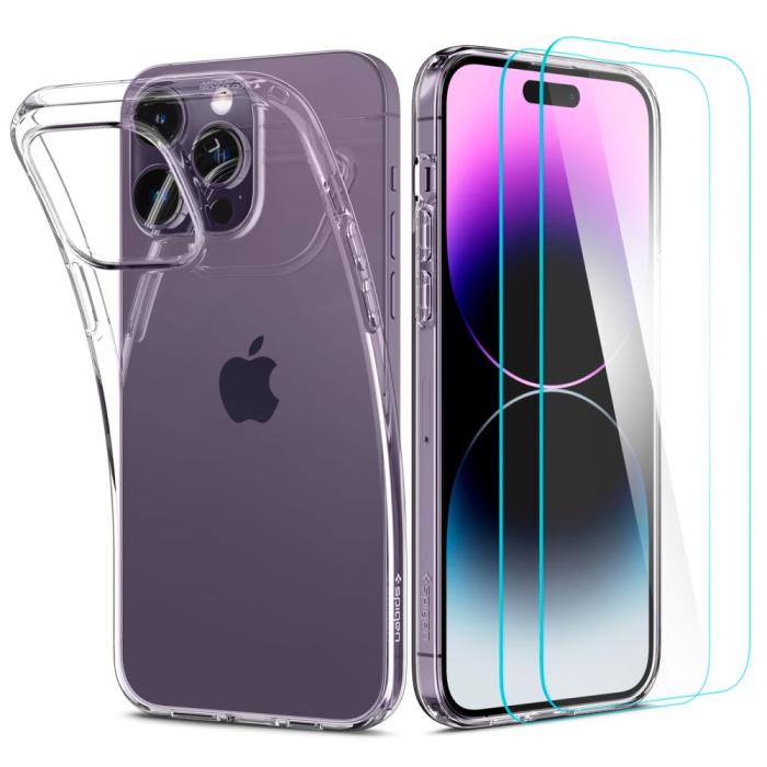 Bild 1, Spigen iPhone 14 Pro Skal + 2-PACK Skärmskydd Transparent