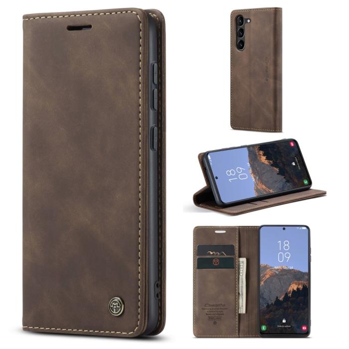 Bild 1, CASEME Samsung Galaxy S23 Fodral Flip Läder Brun
