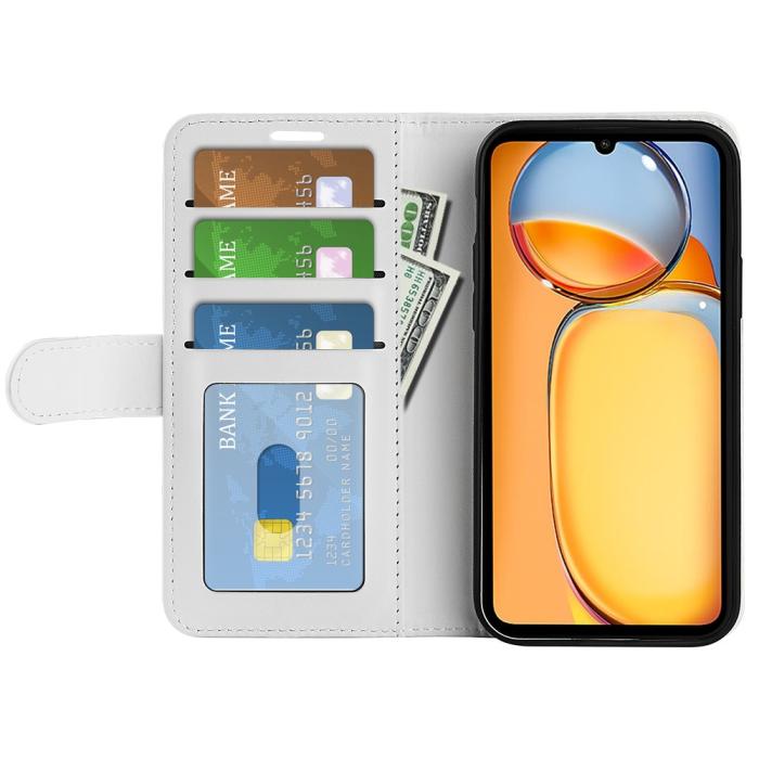Bild 2, Xiaomi Redmi 13C 4G Fodral Crazy Horse Läder Vit