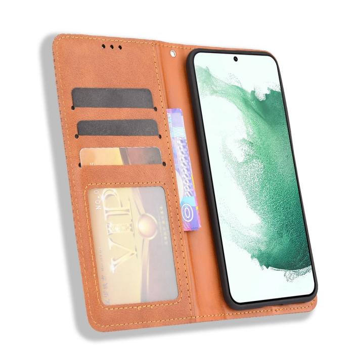 Bild 4, Samsung Galaxy S22 Plus Fodral Flip Vintage Brun