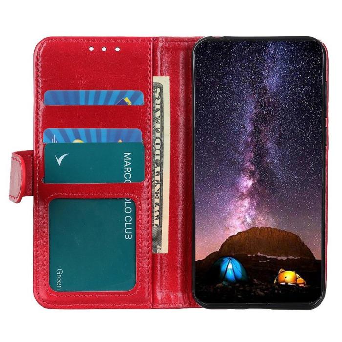 Bild 2, Motorola Moto G84 5G Fodral Crazy Horse Läder Röd