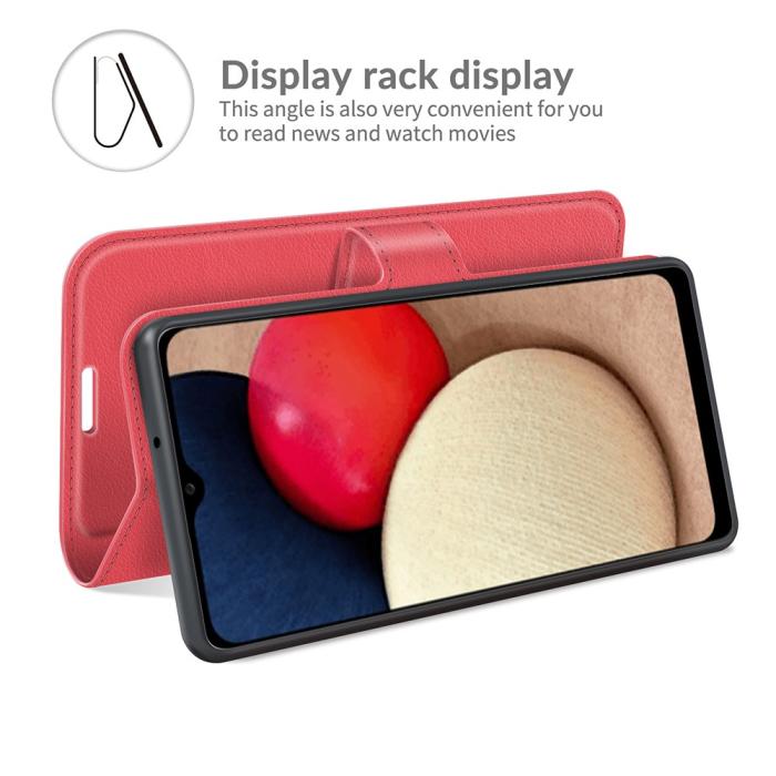 Bild 5, Samsung Galaxy A03s Fodral Litchi Läder Röd