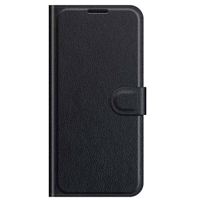 Bild 5, iPhone 13 Fodral Litchi Läder Svart