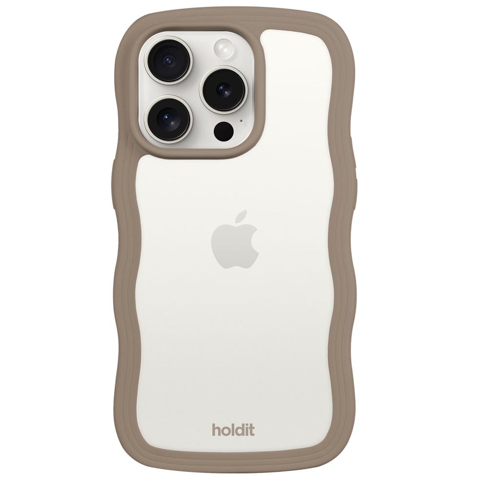 holdit iPhone 15 Pro Skal Wavy Mocha Brown Transparent