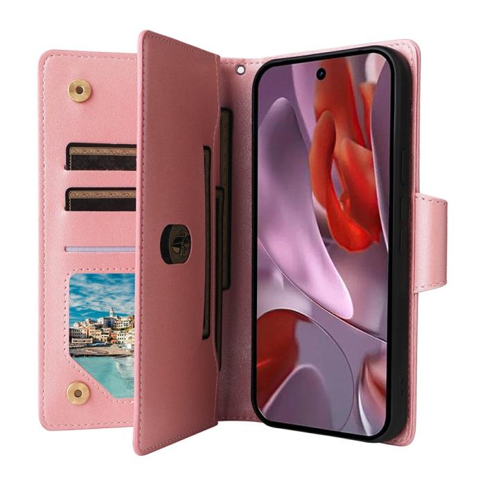 Bild 3, Google Pixel 10a Fodral Med Kortfack Läder Roséguld