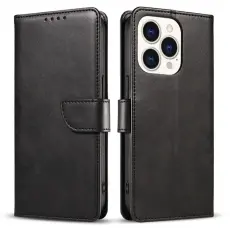 iPhone 15 Plus Fodral L&auml;der Svart