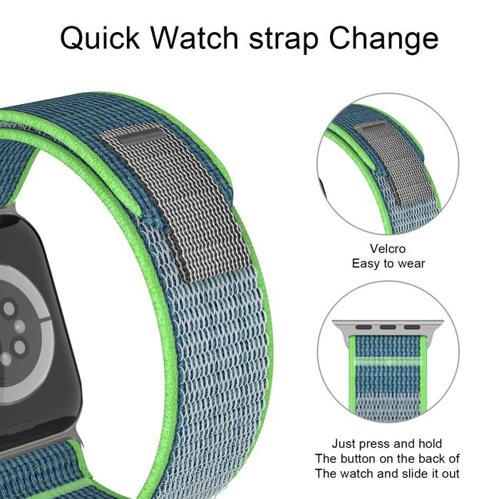 Bild 5, Apple Watch 38/40/41 mm Armband Nylon Trail Loop Blå/Grön