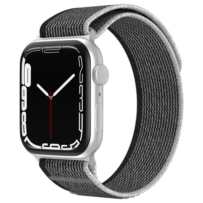 Bild 2, Apple Watch 42/44/45/49 mm Armband Nylon Trail Loop Svart/Grå