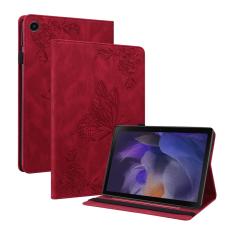 Samsung Galaxy Tab A11 / A9 Fodral Butterfly Flower R&ouml;d