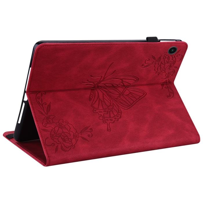 Bild 4, Samsung Galaxy Tab A11 / A9 Fodral Butterfly Flower Röd