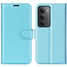 Xiaomi Redmi 15 Fodral Litchi L&auml;der Bl&aring;