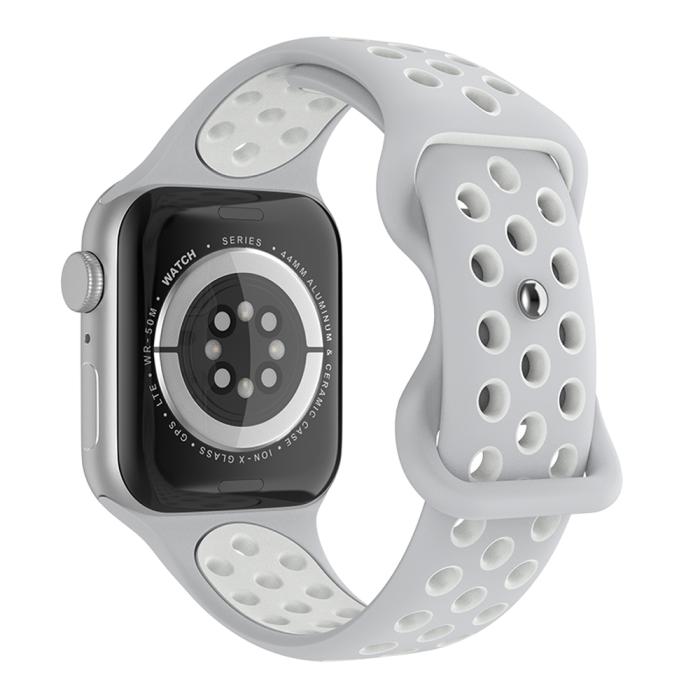 Bild 1, Sportarmband Dual-Color Apple Watch 41/40/38 mm (M/L) Grå/Vit