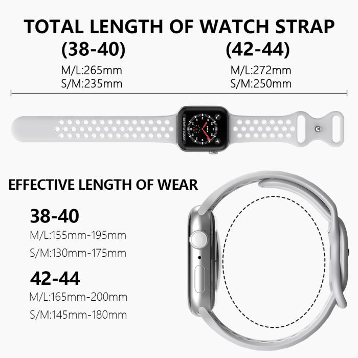 Bild 4, Sportarmband Dual-Color Apple Watch 41/40/38 mm (M/L) Grå/Vit