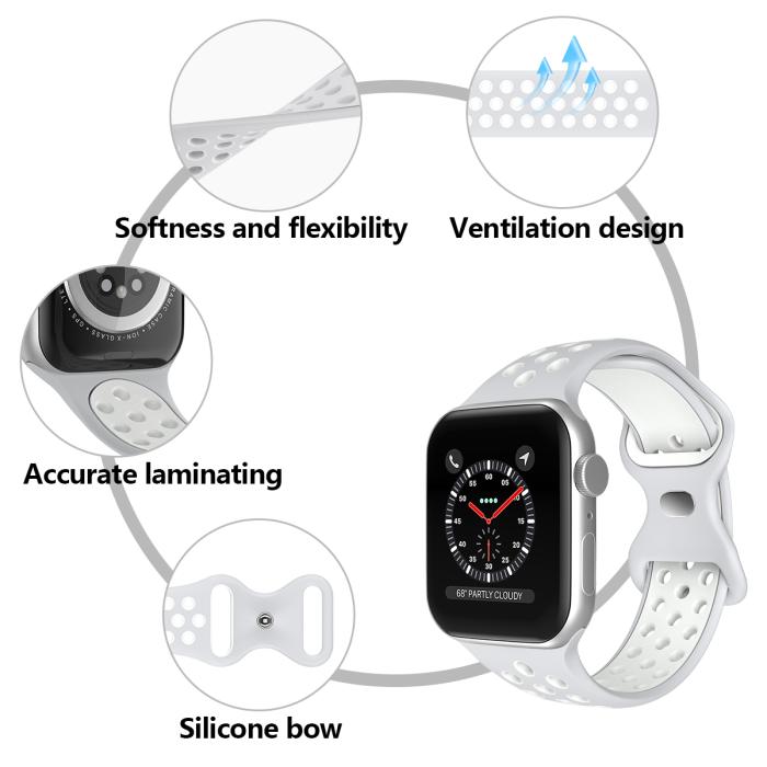 Bild 5, Sportarmband Dual-Color Apple Watch 41/40/38 mm (M/L) Grå/Vit