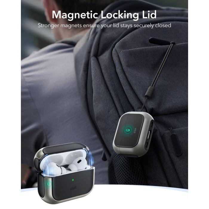 Bild 3, ESR AirPods Pro 3 Skal MagSafe Orbit HaloLock Titanium