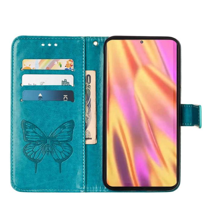Bild 2, Samsung Galaxy S23 Ultra Fodral Fjäril Tryck Blå
