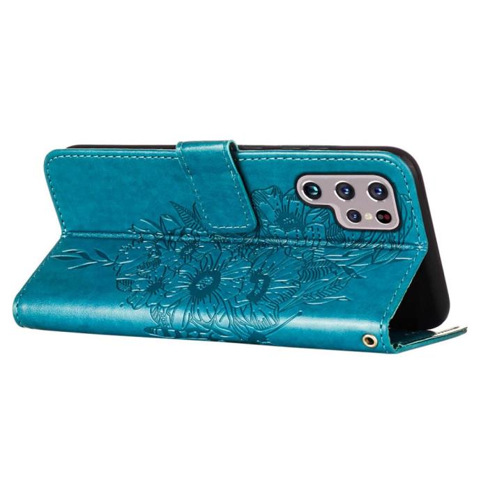 Bild 4, Samsung Galaxy S23 Ultra Fodral Fjäril Tryck Blå