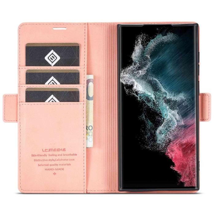 Bild 2, LC.IMEEKE Samsung Galaxy S23 Ultra Flip Fodral Läder Rosa