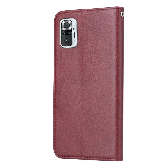 Bild 3, Xiaomi Redmi Note 10 Pro - Läder Flip Fodral - Vinröd