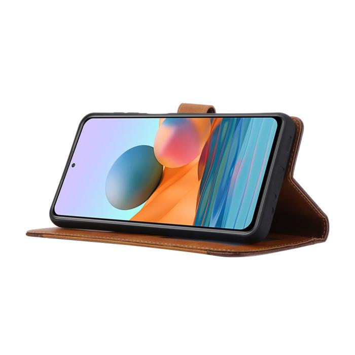 Bild 4, Xiaomi Redmi Note 10 Pro - Premium Läder Fodral - Brun