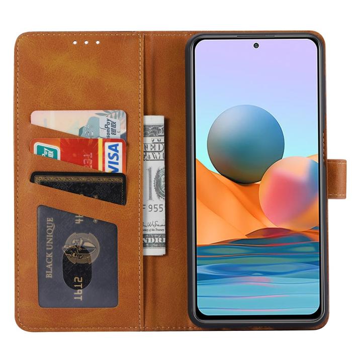 Bild 5, Xiaomi Redmi Note 10 Pro - Premium Läder Fodral - Brun