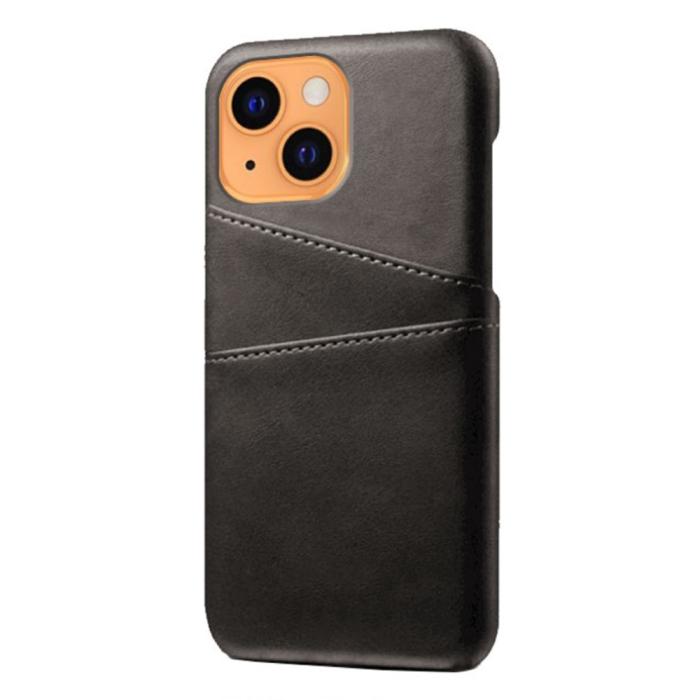 Bild 2, iPhone 13 Mini - KSQ Läder Skal Med Kortfack - Svart