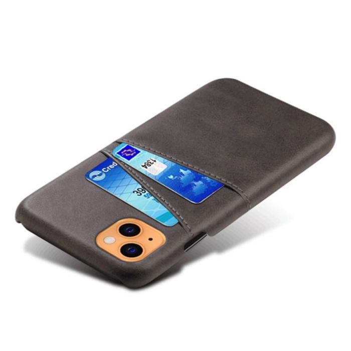 Bild 3, iPhone 13 Mini - KSQ Läder Skal Med Kortfack - Svart