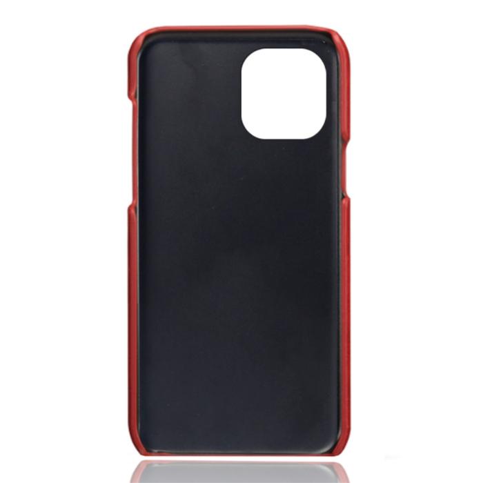 Bild 4, iPhone 13 Mini - KSQ Läder Skal Med Kortfack - Röd