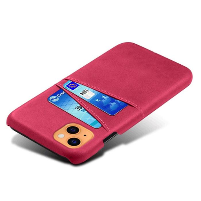 Bild 3, iPhone 13 Mini - KSQ Läder Skal Med Kortfack - Rosa