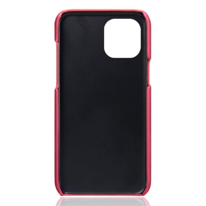 Bild 4, iPhone 13 Mini - KSQ Läder Skal Med Kortfack - Rosa
