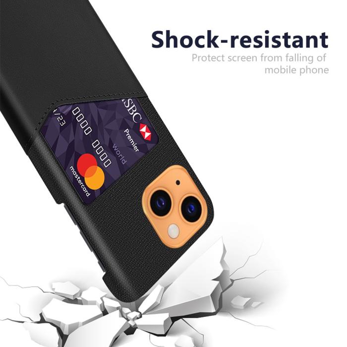 Bild 3, iPhone 13 Mini - KSQ Läder Skal Med Kortfack - Svart