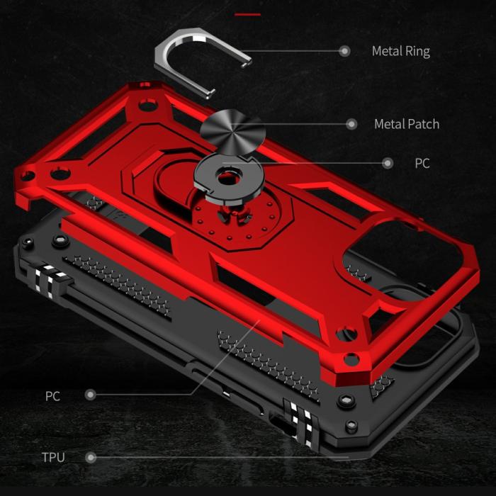 Bild 6, iPhone 13 Mini - Shockproof Hybrid Ring Skal - Röd