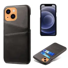 iPhone 13 Mini - KSQ Läder Skal Med Kortfack - Svart