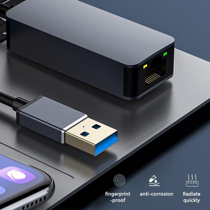 Bild 3, USB-A - RJ45 Nätverksadapter Grå