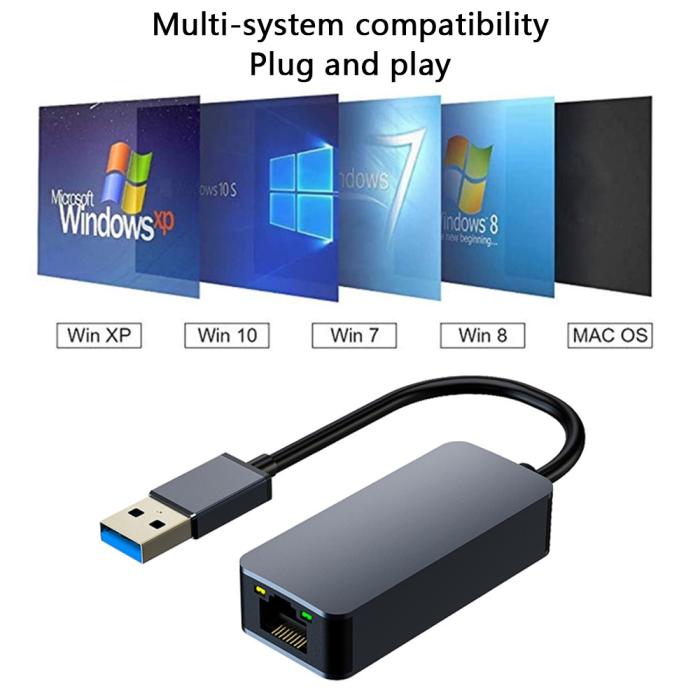 Bild 6, USB-A - RJ45 Nätverksadapter Grå